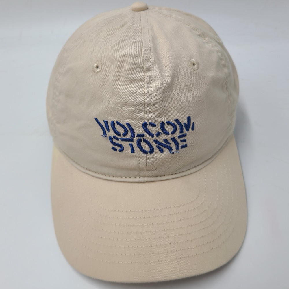 Volcom Hat Strapback Beige Blue Stone Logo Skate Skateboard Surf Casual Dad Men